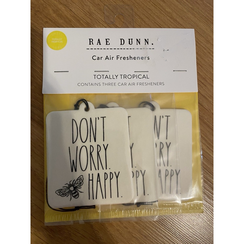 Rae Dunn Car‎ Air Fresheners 3 pack Totally Tropical Don't Worry Bee Happy   NEW